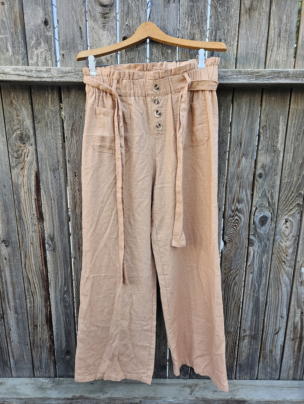 JL Wide Leg Paperbag Waist Pants in Peach Women's Size M - Picture 3 of 16